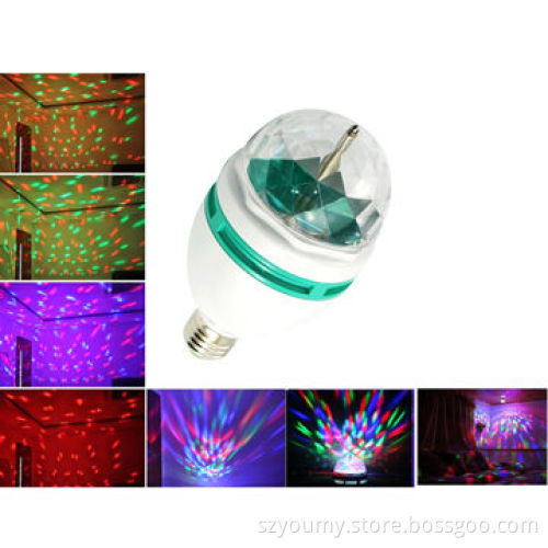 3W E27 RGB LED Rotating DJ Party Crystal Stage Bulb, Easy to Install